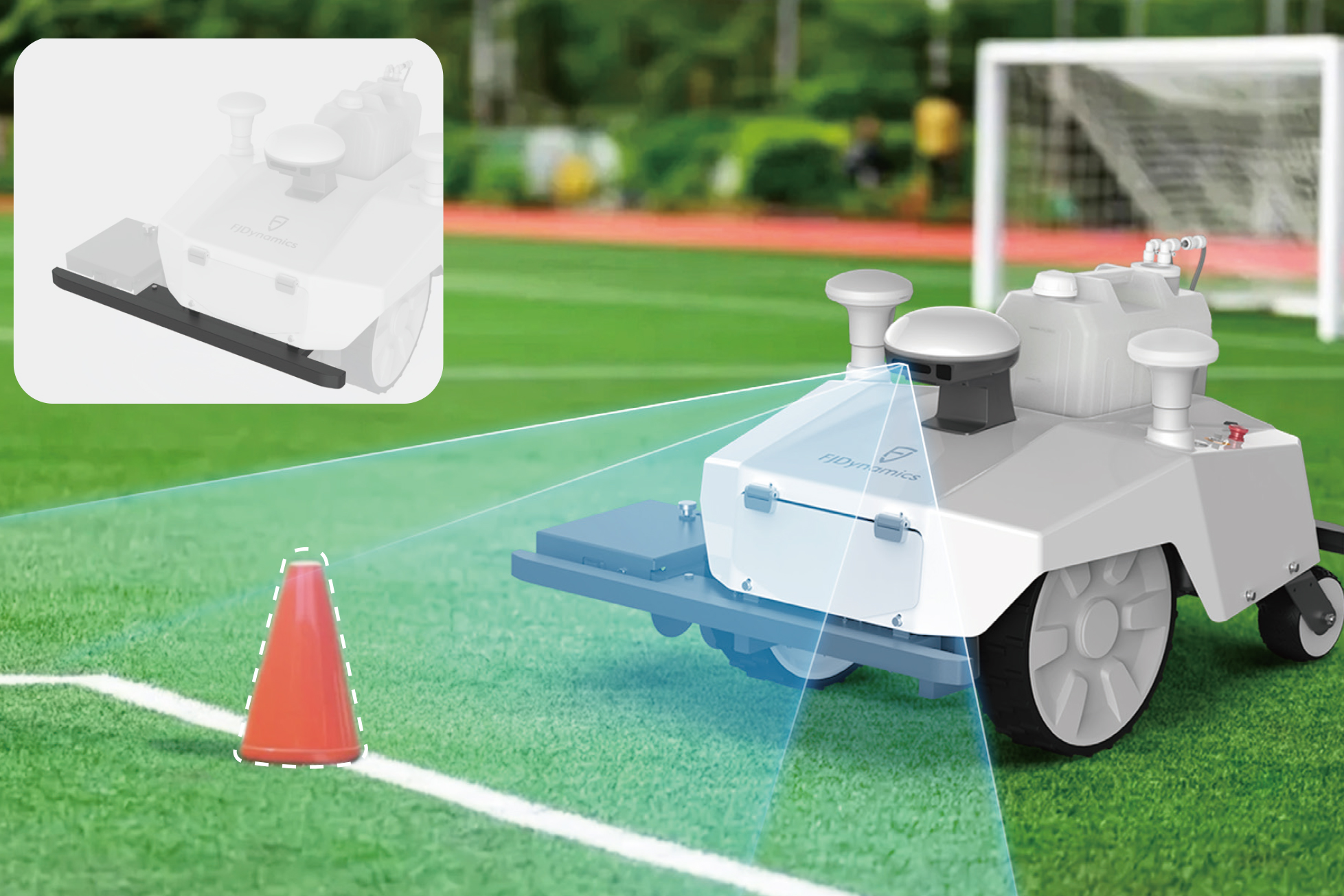 自動ラインマーキングロボットの障害物検知イメージ